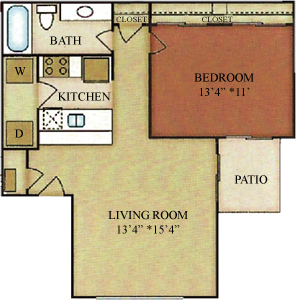 A1 - One Bedroom / One Bath - 643 Sq. Ft.*
