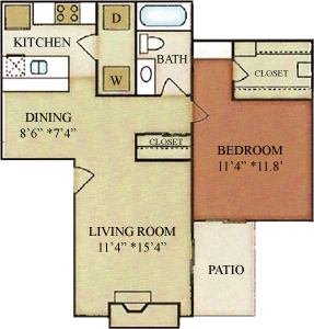 A2 - One Bedrooms / One Bath - 686 Sq. Ft.*